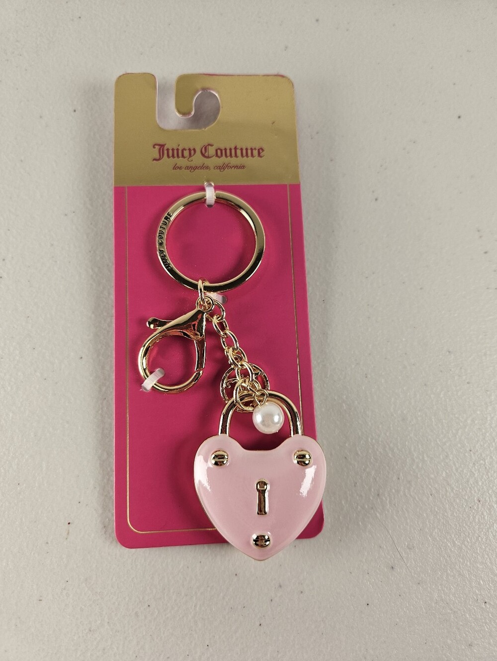 Juicy Couture Pink Heart Padlock Keychain